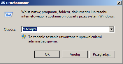 5) Czyszczenie katalogu tymczasowego Temp Przed przystąpieniem do poniższych czynności należy zamknąć wszystkie otwarte aplikacje.