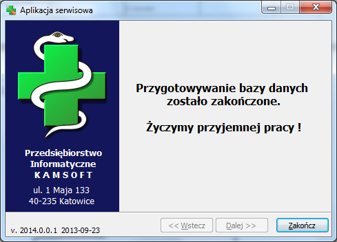 Rys. 17 Aplikacja serwisowa przygotowuje bazę danych Rys.