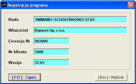 3-6 Aplikacja Ramzes Amortyzacja podręcznik uŝytkownika 3.5 Rejestracja programu Jeśli po pojawieniu się okien pokazanych w rozdziale 3.
