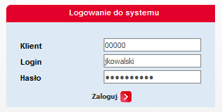 Logowanie do aplikacji Użytkownik, aby zalogować się do aplikacji wprowadza do okna logowania identyfikator klienta (zawsze jest to główny numer płatnika) oraz login i hasło podane przez