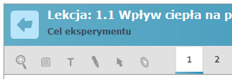 Dodatkowe narzędzia dostępne w interfejsie nauczycielskim Wyświetlona lista tematów Narzędzia w interfejsie nauczycielskim Kolejno od lewej dostępne są narzędzia: Powiększ Rysuj ramkę Dodaj tekst