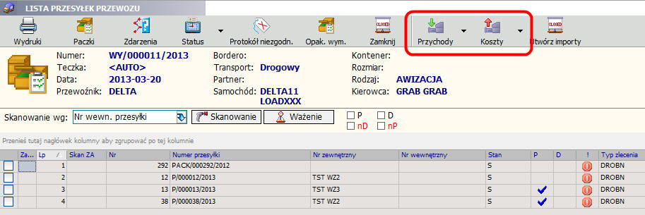 Po nadaniu takiego statusu na przesyłce ustawia się flaga Nie fakturuj : 7. Filtry w planerze drobnicowym Międzynarodowym Zapamiętywane są ostatnie ustawienia filtra: 8.