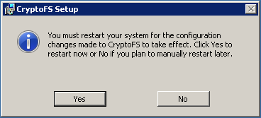 7. Prośba o restart systemu restart jest konieczny ze względu na proces instalacji sterownika wirtualnego systemu plików.