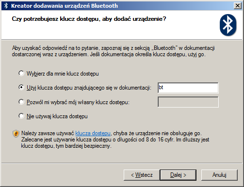 3. Po wykryciu urządzenia Bluetooth Interfejs NX, w nowym oknie pojawi się ikona symbolizująca to urządzenie pod nazwą Bluetooth Interface NX.