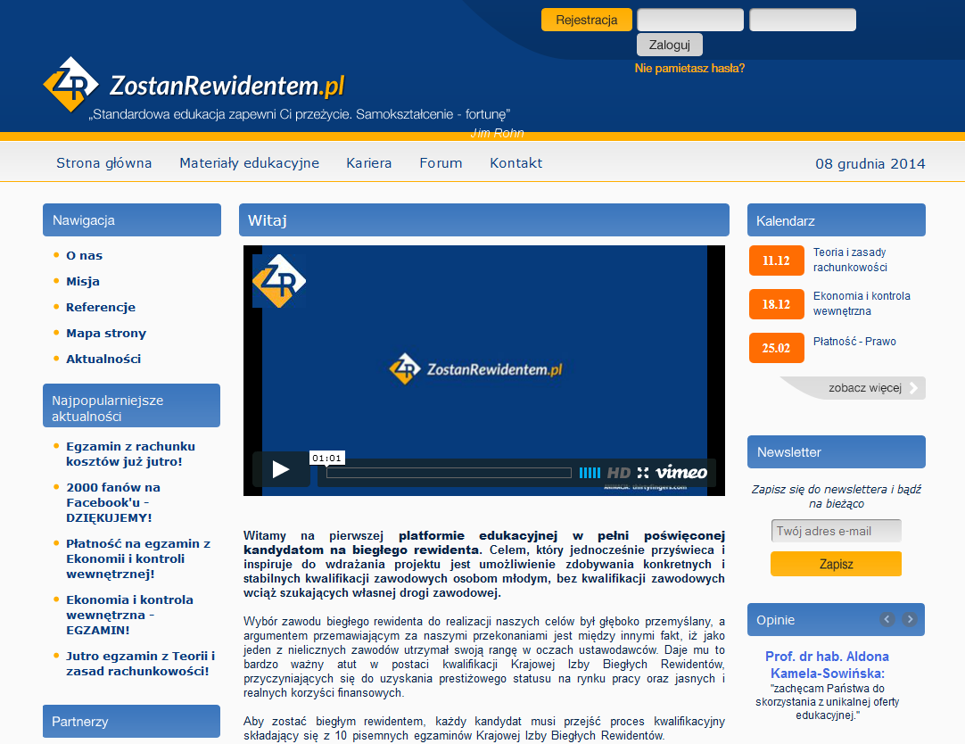 ZOSTAN REWIDENTEM (www.zostanrewidentem.pl) Platforma edukacyjna poświęcona kandydatom na biegłego rewidenta.
