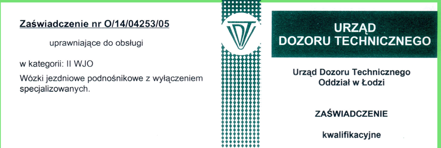 A. Uprawnienia operatora wózków jezdniowych podnośnikowych, objętych dozorem technicznym, wydają organy