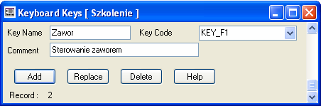 Sterowanie Następnie z poziomu menu System uruchamiamy System Keyboard Commands gdzie do sparametryzowanego wcześniej przycisku przypisujemy funkcję ShutdownForm() uruchamiającą formatkę