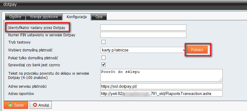 2 Zmiany 2.1 Dotpay - nowe API serwisu Uwaga: Należy skontaktować się z serwisem Dotpay i pobrać nowy identyfikator. Na dotychczasowym identyfikatorze będzie działać płacenie za zamówienia.