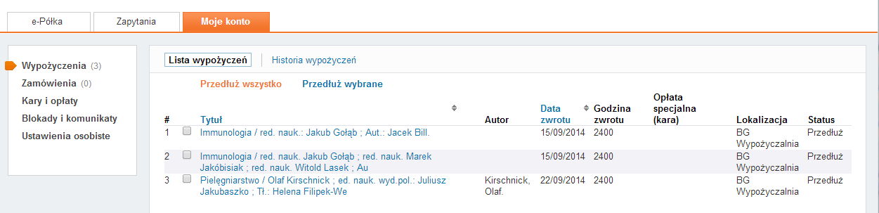 Konto użytkownika Logujemy się tak samo jak do katalogu online. Po pierwszym zalogowaniu system prosi o sprecyzowanie obszaru zainteresowań, w celu personalizacji wyników wyszukiwania.