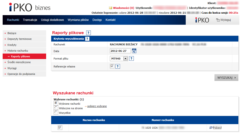 Konfiguracja systemów bankowych Strona 21 z 24 Po skonfigurowaniu parametrów wyciągu należy wyszukać wyciągi korzystając z opcji