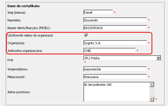 Identyfikator klucza RSA definiuje administrator aplikacji