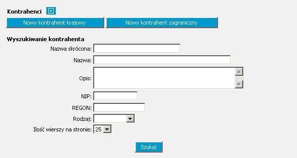 opisane szczegółowo poniŝej. 3.1. SuperUser Kontrahenci Kontrahenci (Wyszukiwanie kontrahenta) Kontrahenci umoŝliwiająca zarządzenie kontrahentami firmy.