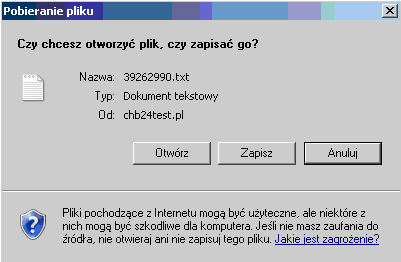 Anuluj opisane szczegółowo poniŝej. 2.1.1.3.2.1. CHB Transakcje Autoryzacja zleceń - Szukaj Podpisz PokaŜ plik Zapisz źródło Zapisz źródło umoŝliwia zapisanie pliku transmisyjnego we wskazanym miejscu.