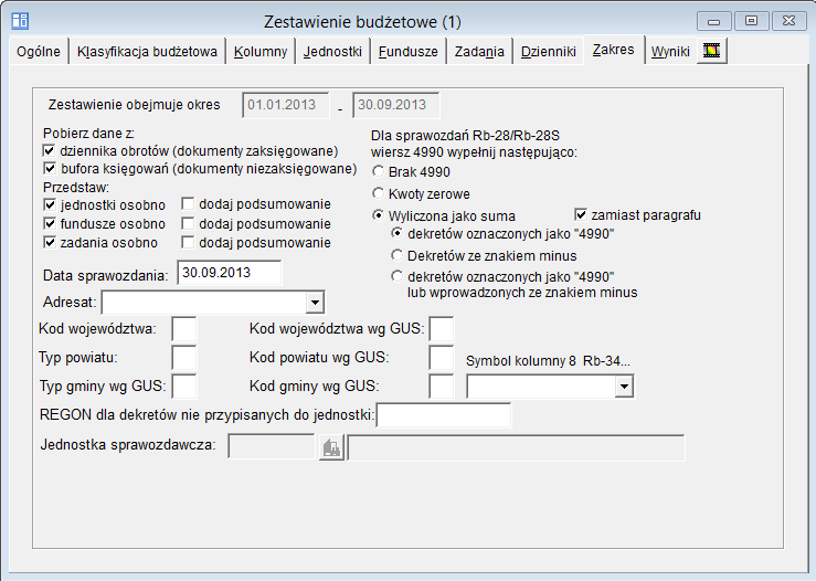 Księgowość Optivum. Jak wykonać zestawienie Rb-27S? 5/6 W przypadku, gdy sprawozdanie ma być sporządzone dla wszystkich zadań, kliknij ikonę.