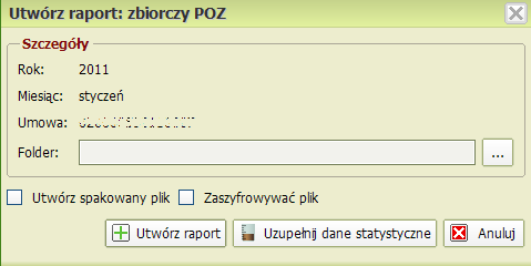 Dla raportów od stycznia 2011 roku należy wybierać opcję Nowa wersja. Po wciśnięciu guzika Utwórz nowy raport pojawi się okienko do generowania raportu.