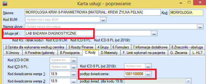 Podsumowując: ważne jest, aby każda usługa diagnostyczna była powiązana z umową i miała uzupełniony podtyp świadczenia: Jeżeli w systemie badania