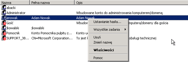 Instrukcja krok po kroku - Ustawienia kont użytkowników.