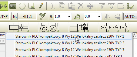 Trochę informacji o symbolach PLC i aparatach Widok gabarytowy (montażowy) dla aparatu - wpisuje się go w polu MECTYPE.