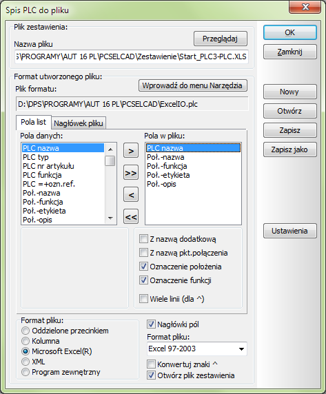 PLIK FORMATU DLA SPISU WE/WY PLC Trochę informacji o symbolach PLC i aparatach Import i eksport spisów We/Wy PLC np. z Excela jest bardzo wydajnym sposobem na wymianę danych do i z symboli PLC.