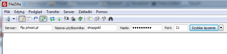 Po uruchomieniu programu klienta FTP należy wprowadzić dane do połączenia się z serwerem, na który będą