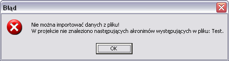 przeprowadzić analizę danych (przycisk[analizuj dane]) zaimportować dane (przycisk[importuj]).