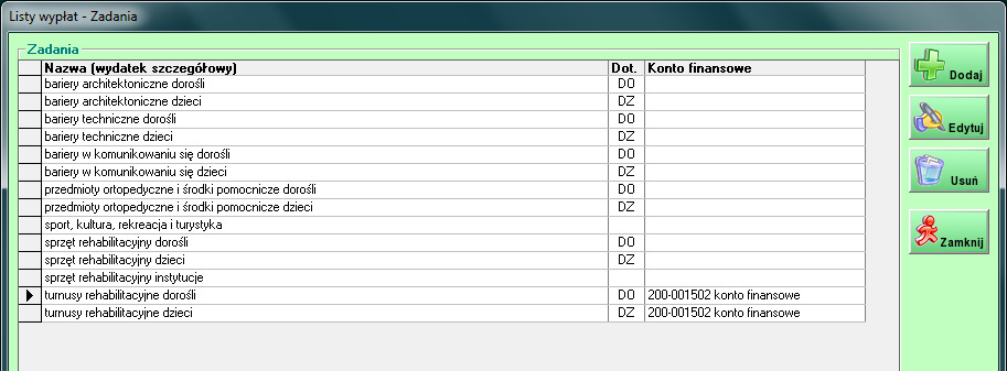 72 11.3.2. Zadania Moduł dostępny jest w menu Listy wypłat / Zadania.