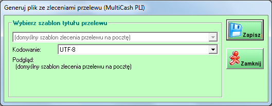 74 Dane urzędu pocztowego W programie można wygenerować zbiorcze zlecenie przelewu do urzędu pocztowego dla wszystkich pozycji na liście wypłat.