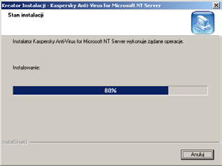 KASPERSKY ANTI-VIRUS Rysunek 8. Okno dialogowe Rozpoczęcie kopiowania plików Rysunek 9. Okno dialogowe Stan instalacji Krok 9.