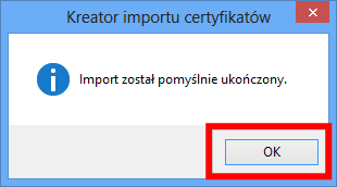 6. Zaznaczyć magazyn Zaufane główne urzędy certyfikacji (1) a następnie