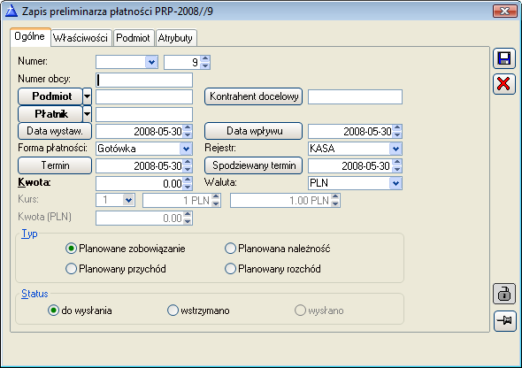 Uwaga: Zakładka: Konstruktor filtra, działa identycznie na wszystkich zakładkach Preliminarza płatności. 9.6.2.