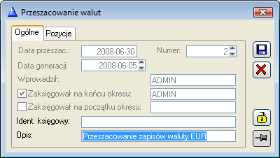 Rys. 9.199 Potwierdzenie zaksięgowania przeszacowania. Zaksięgowane przeszacowania pojawią się na liście uzyskanej po wybraniu z listy dostępnych opcji (Rys. 9.198) odpowiednio przeszacowań zaksięgowanych na końcu lub na początku okresu.