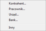 Zapisy kasowe/bankowe, zakładka: Podmiot Zakładka zawiera zapisy kasowe lub bankowe (w zależności od wybranego rejestru) jednego, wybranego podmiotu.