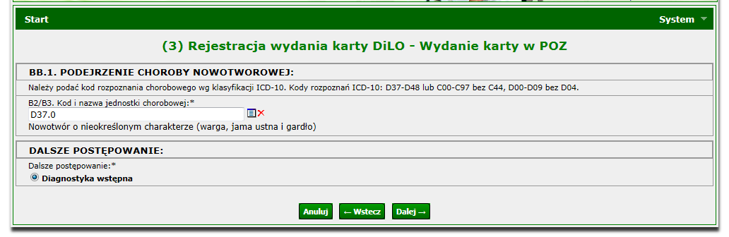 PODEJRZENIE CHOROBY ICD 10 39 W kolejnym kroku