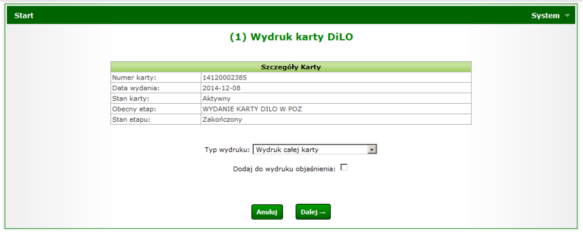 WYDRUK KARTY 42 Opcja Wydruku karty dostępna jest w kreatorze rejestracji wydania karty oraz na Liście