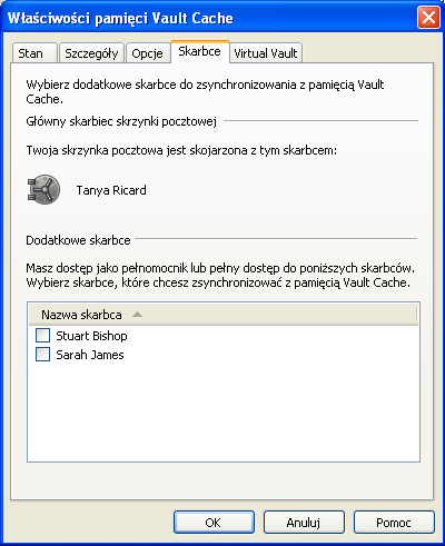 40 Zarządzanie archiwizacją w programie Enterprise Vault Wyświetlanie i zmiana właściwości pamięci Vault Cache 3 W oknie dialogowym Właściwości pamięci Vault Cache kliknij kartę Skarbce.