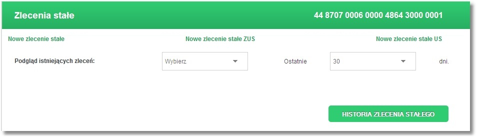 Rozdział 12 Zlecenia stałe Rozdział 12. Zlecenia stałe 12.1. Zlecenia stałe Zlecenie stałe jest to polecenie cyklicznej realizacji płatności obciążających rachunek klienta.