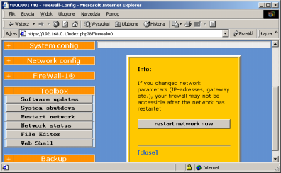 5. Ustalamy reguły statycznego rutingu IP Network config Static Routes 6.