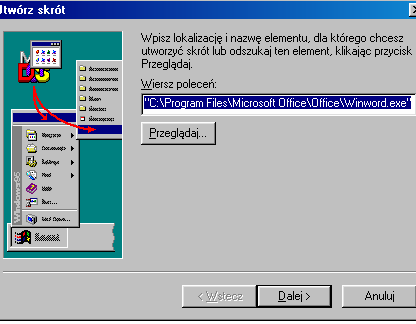 Windows 98 15 Ćwiczenie 1 1.4. Tworzenie skrótów do programów (katalogów, obiektów) W systemie Windows rozróżniamy ikony programów (obiektów) i ikony skrótów do programów i do obiektów.