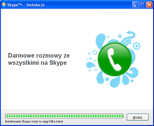 W kolejnym oknie, które się pojawi (Skype instalacja), należy wybrad język programu (polski) i