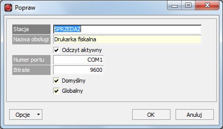 obsługi Pole wypełniane automatycznie przez system.