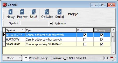 5.3. Cennik sprzedaży Sprzedaż» Cenniki Wystawiając dokument sprzedaży w systemie Fakturowanie+ nieważne, czy jest to dokument WZ, czy też faktura nie trzeba znać na pamięć ceny towaru, która