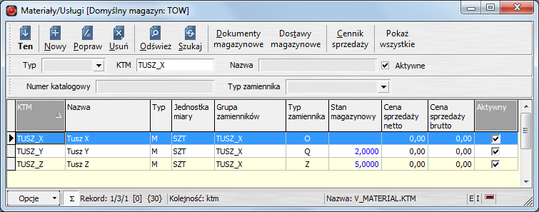 Uproszczony sposób definiowania zamiennika W systemie istnieje prostszy sposób definiowania zamienników.