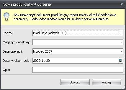 4.3.3. Produkcja Moduł skupiający w sobie wszystkie operacje wytworzenia/produkcji odpadów.