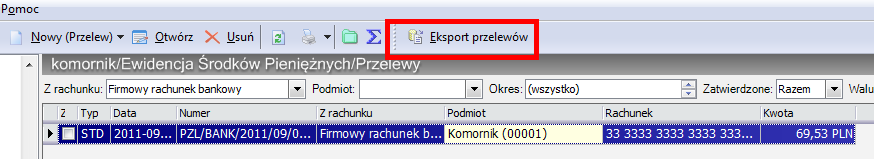 W kolejnym kroku można wygenerować przelew wybierając w czynnościach Przygotuj przelew.