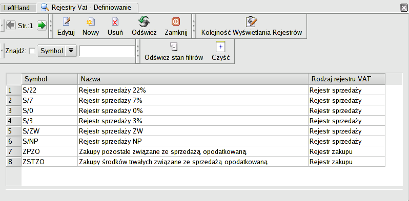 Służy pobocznej kontroli rozliczenia dokumentu. Nie jest powiązana z rozrachunkami. Nowe pozycje dodajemy [+].