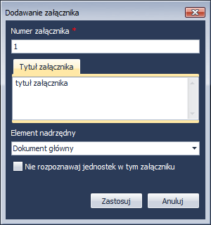 Dodawanie załączników Dodawanie załączników XML Załącznik XML dodajemy wybierając na karcie Wstawianie przycisk Załącznik.