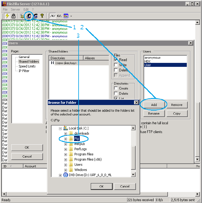 Konfiguracja na przykładzie FileZilla W przypadku oprogramowania FileZilla, współdzielenie istniejącego folderu na komputerze hosta, jest bardzo proste.