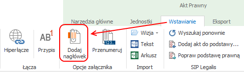 Teraz możemy wprowadzić treść załącznika 1.