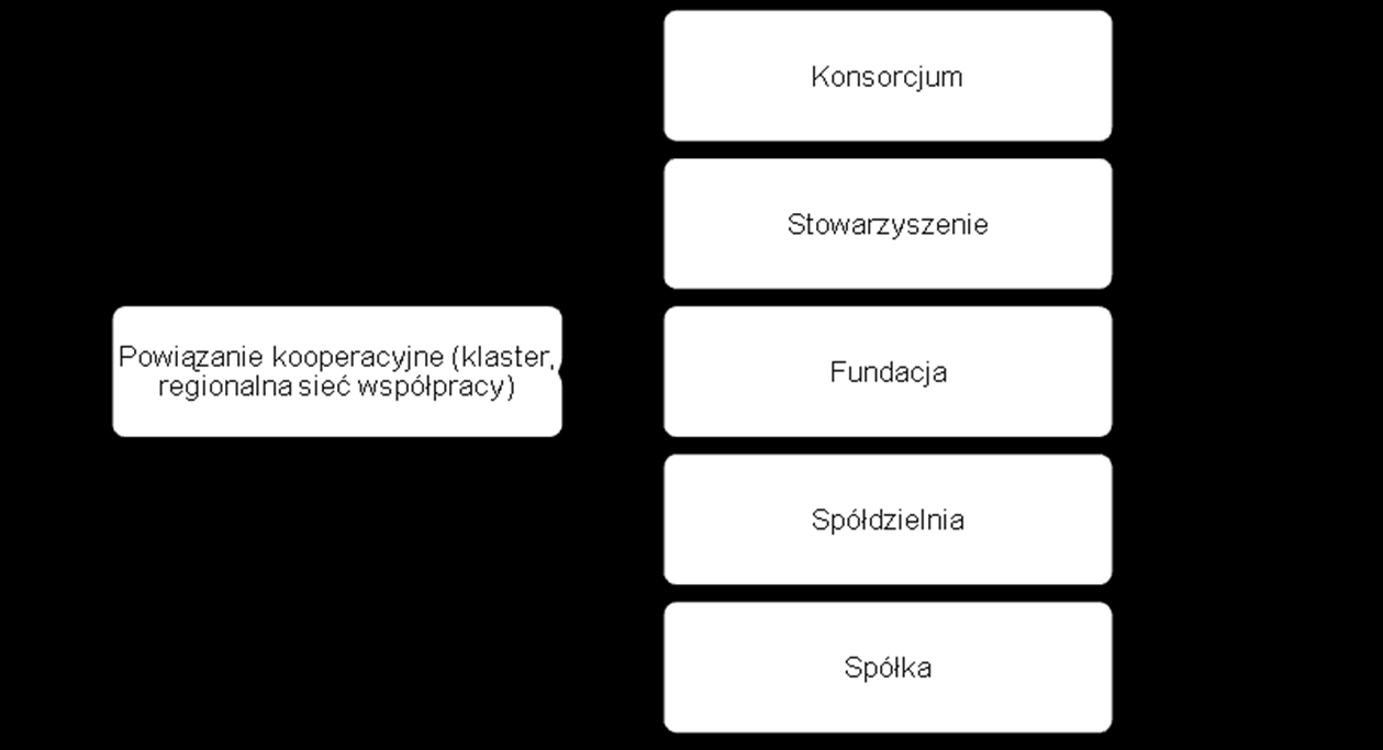 Rysunek 6. Dstępne frmy prawne klastrów i reginalnych sieci współpracy w plskim prawdawstwie. Źródł: Opracwanie własne BOSSG Cnsulting Sp. z.