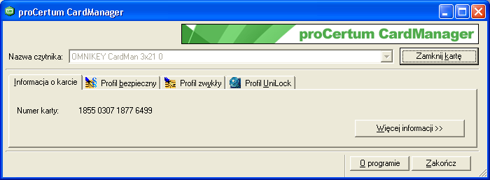 4. Instalacja własnego certyfikatu z karty W celu zainstalowania certyfikatu z karty, należy pobrać oprogramowanie o nazwie procertum CardManager, do zarządzania kartą kryptograficzną.